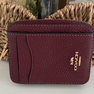 Coach Wine Leather Card Holder